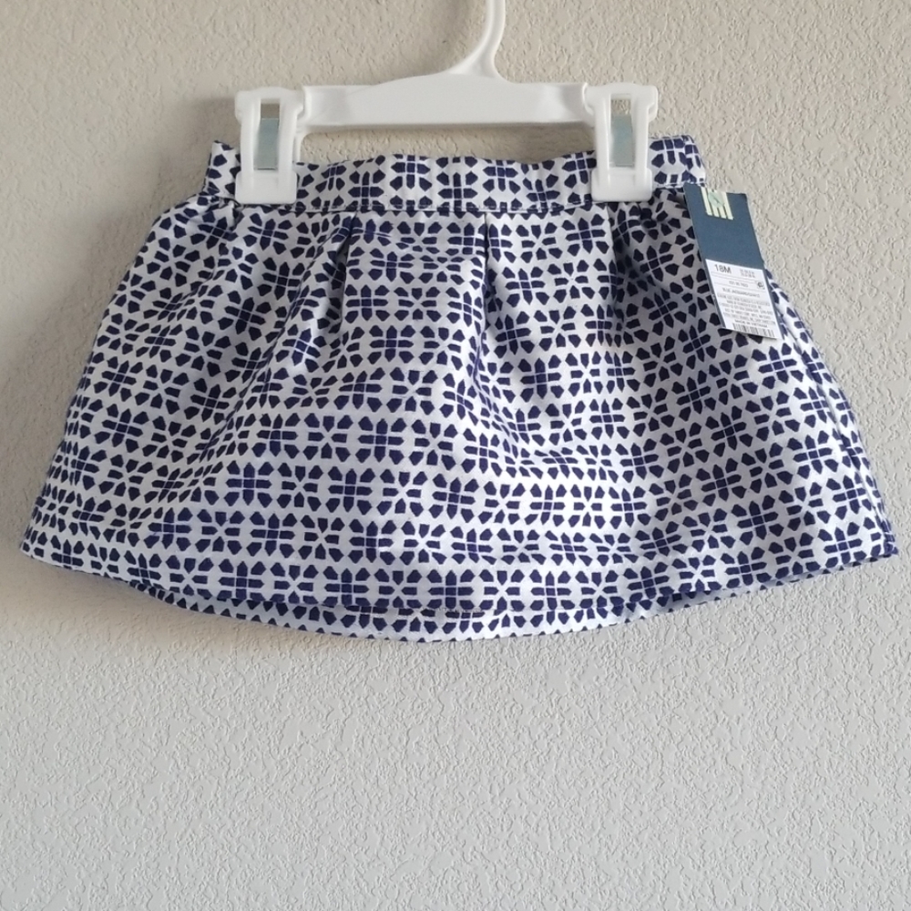 NWT Genuine Kids OshKosh Navy White Embroidered Skirt